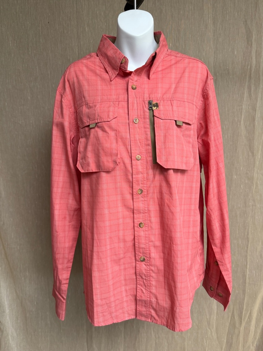 Men's Lightweight Coral Button-Up Shirt Jacket